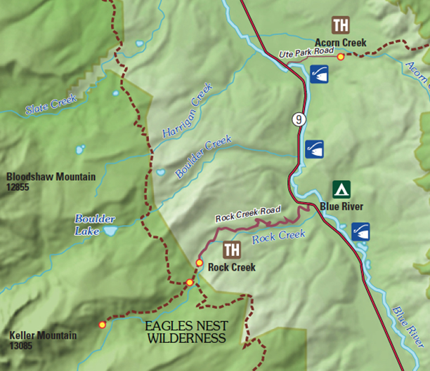 Shaded Relief Data showing Trailheads and fishing access