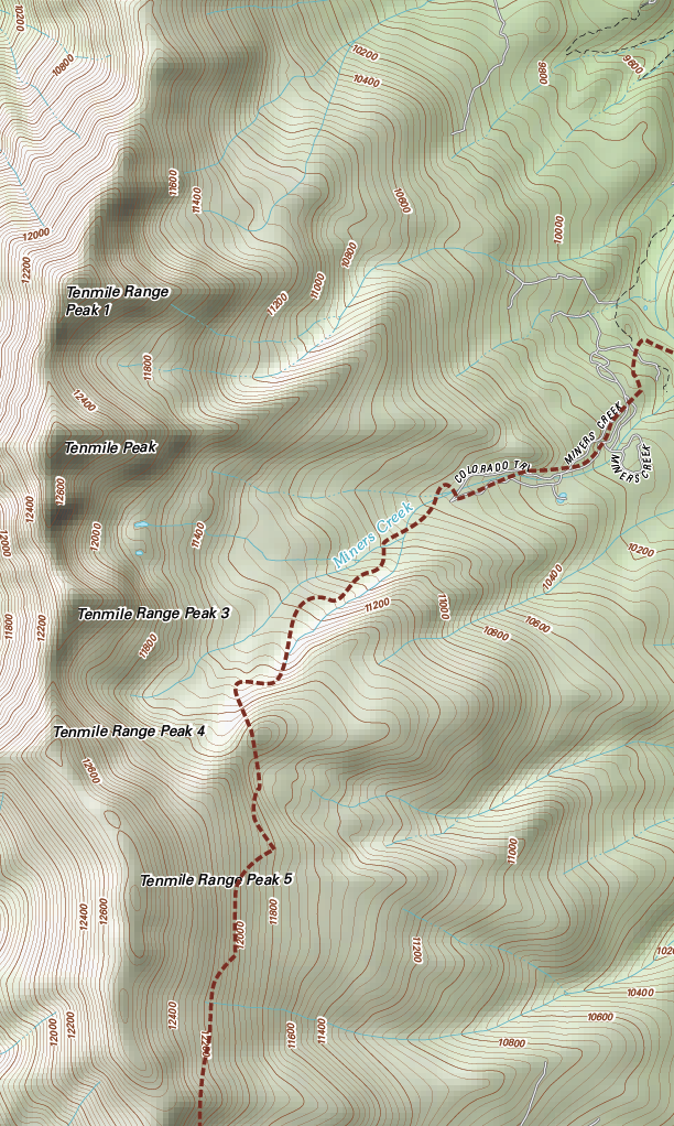 Topographic with shaded-relief Tenmile Range