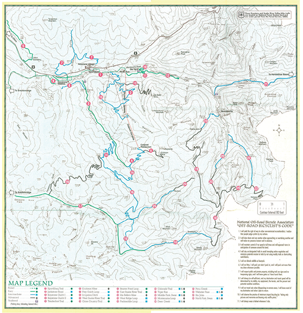 Keystone Bike Trail Map Topo 1994