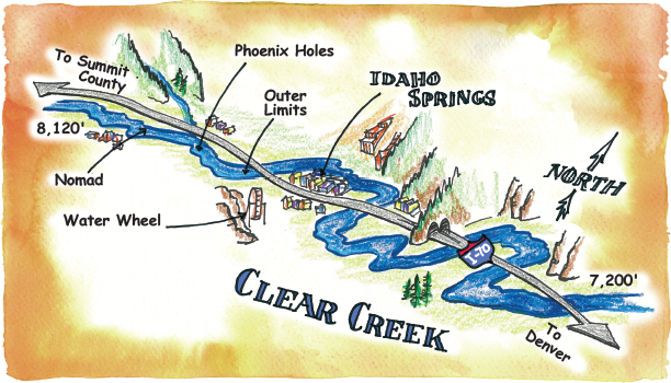 Rafting Maps Clear Creek, Idaho Springs, Colorado