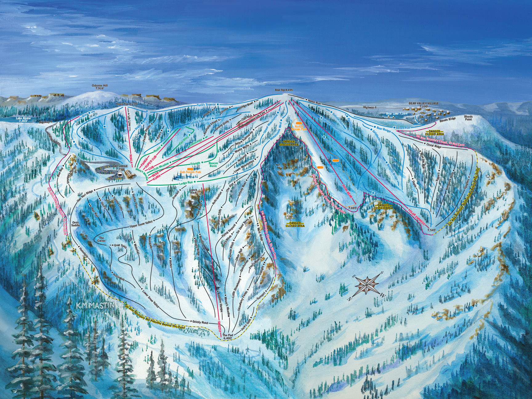 Bear Valley Ski Trail Map