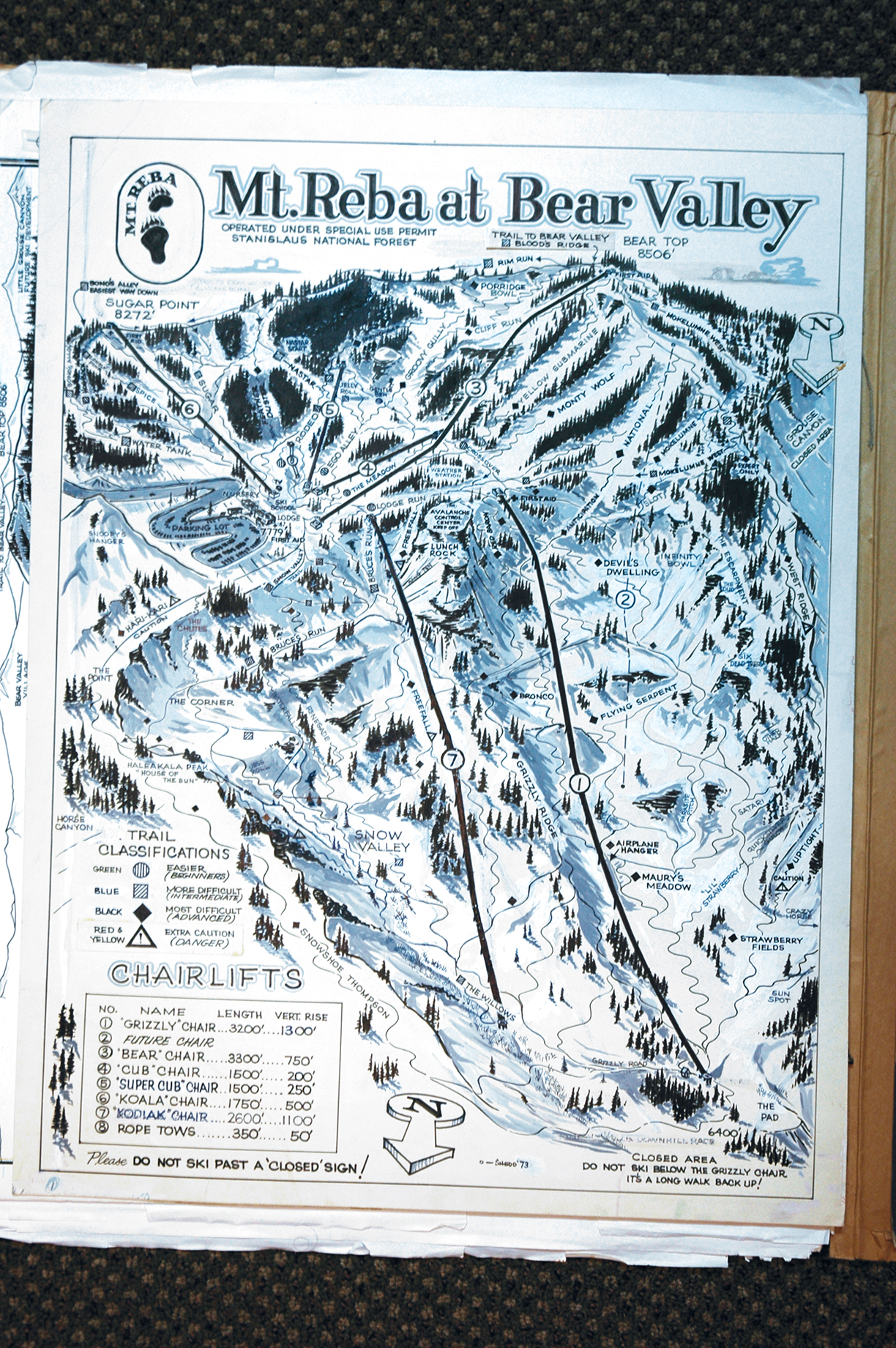 Mount Reba Ski Trail Map by Bob Shedd