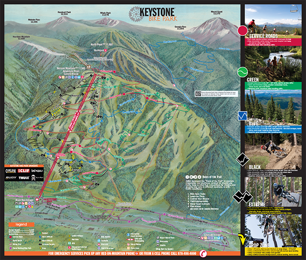 Keystone Mountain Bike Trail Map Art by Kevin Mastin